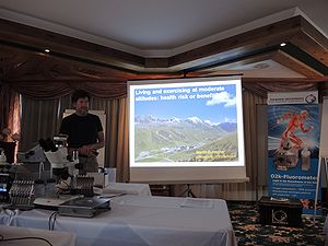 MitoFit Science Camp in July 2016 in Kuehtai, Tyrol, Austria: Martin Burtscher trying to answer the question whether living and exercising at moderate altitude is health risk or even benefit